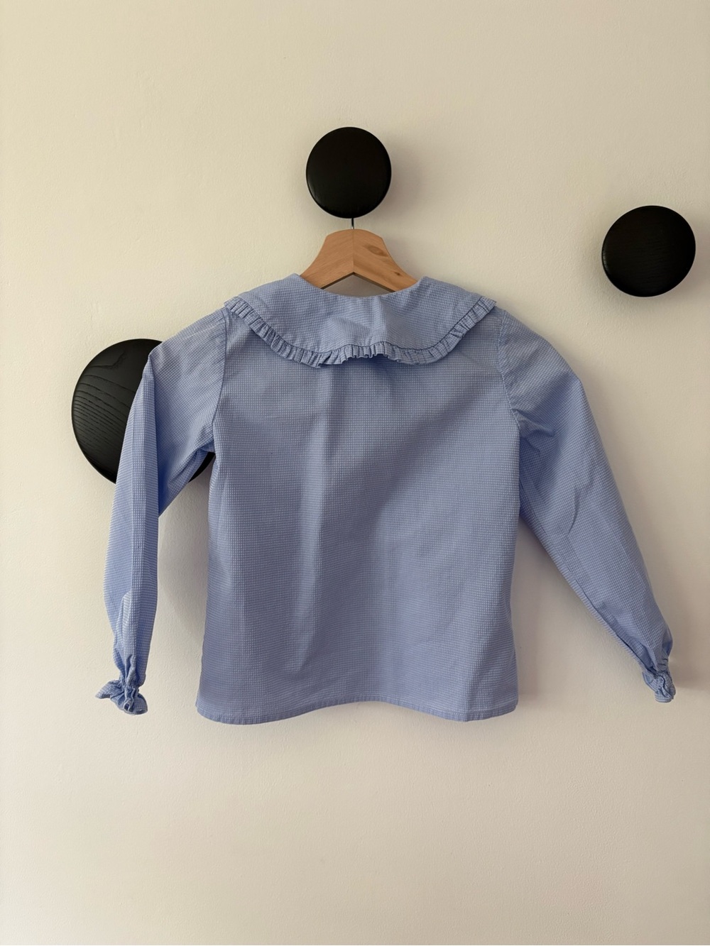 Girls' Light Blue Ruffle-Collar Button-Front Blouse - Picture 2 of 4